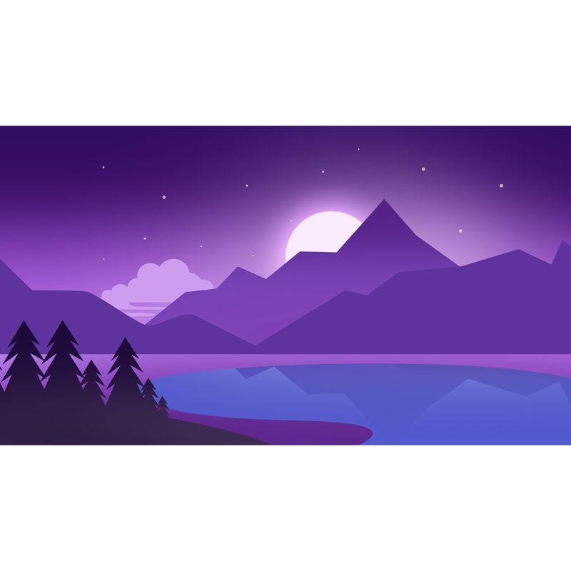 Full-Size Artistic Mural Wallpaper in Purple Riverside Mountain with Rising Moon Pattern Wall Decor, Custom Made