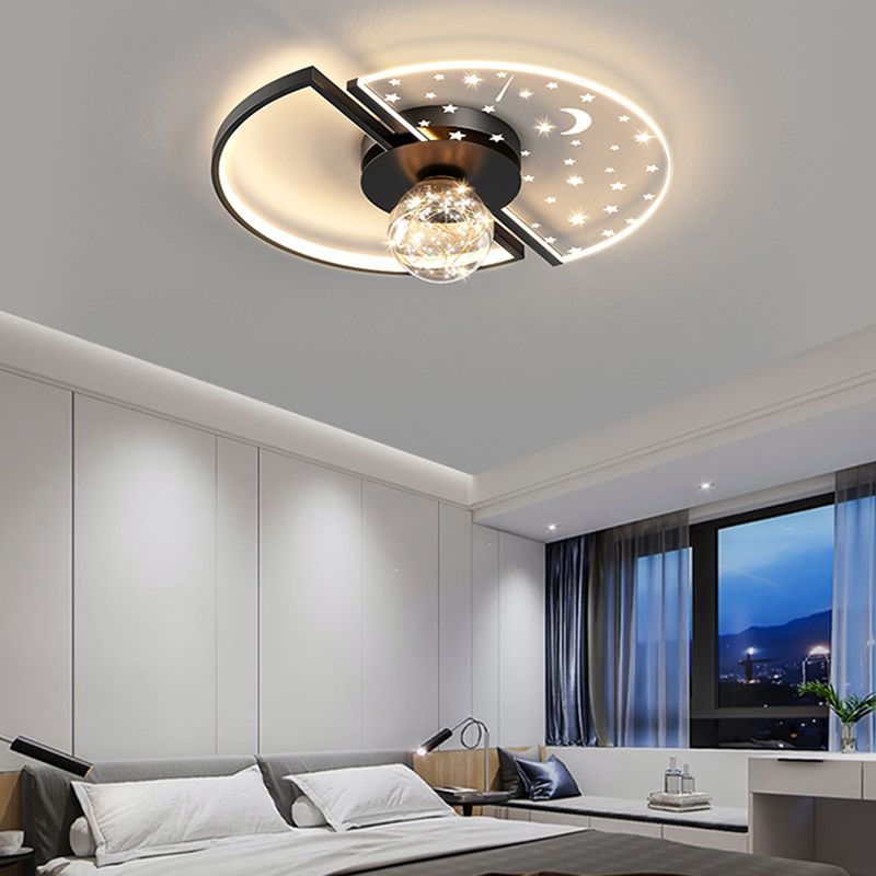Metal Round Shape Flush Ceiling Light Modern Style 3 Lights Flush Ceiling Light Fixtures