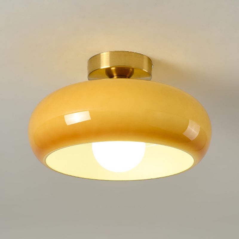 Contemporary Glass Shaded Ceiling Light Golden Flush Mount Lighting for Foyer