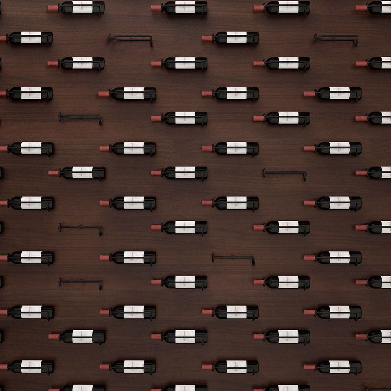 Wall Mounted Metal Modern Wine Bottle Holder in Brown/Gold/Black