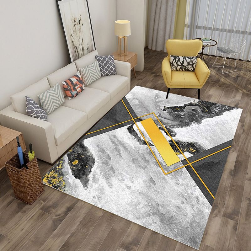 Green Stripe Rug Polyester Graphic Indoor Rug Stain Resistant Rug for Living Room