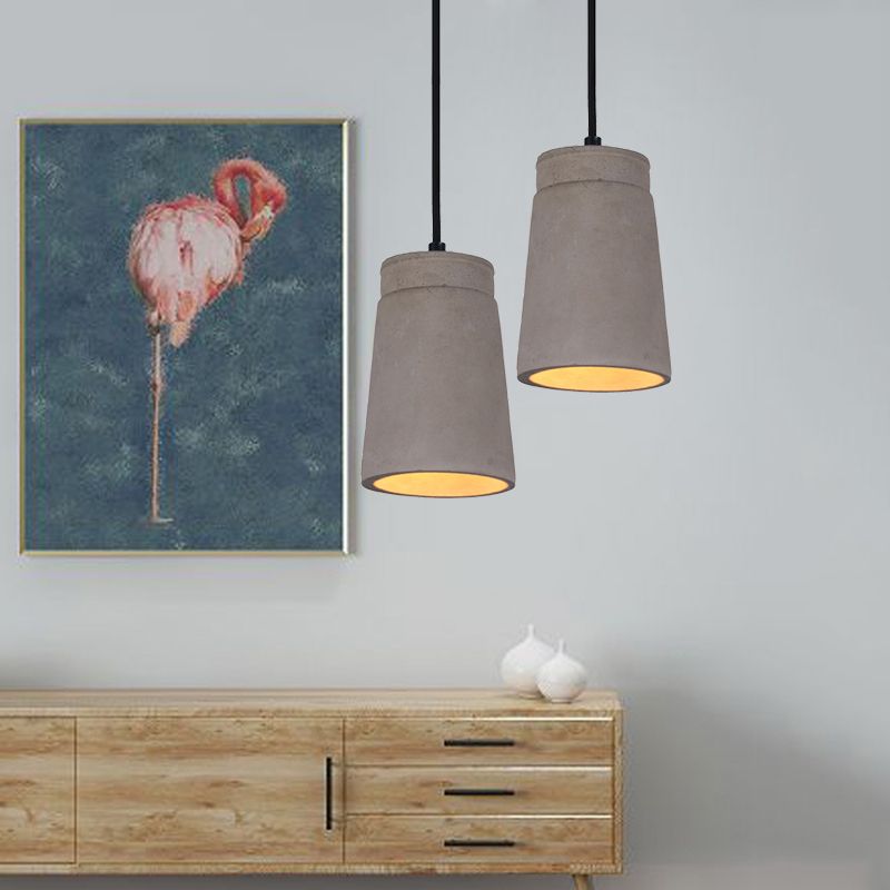 Grigio 1 lampadina illuminazione appesa al cemento industriale a soffitto cilindrico lampada a sospensione per camera da letto