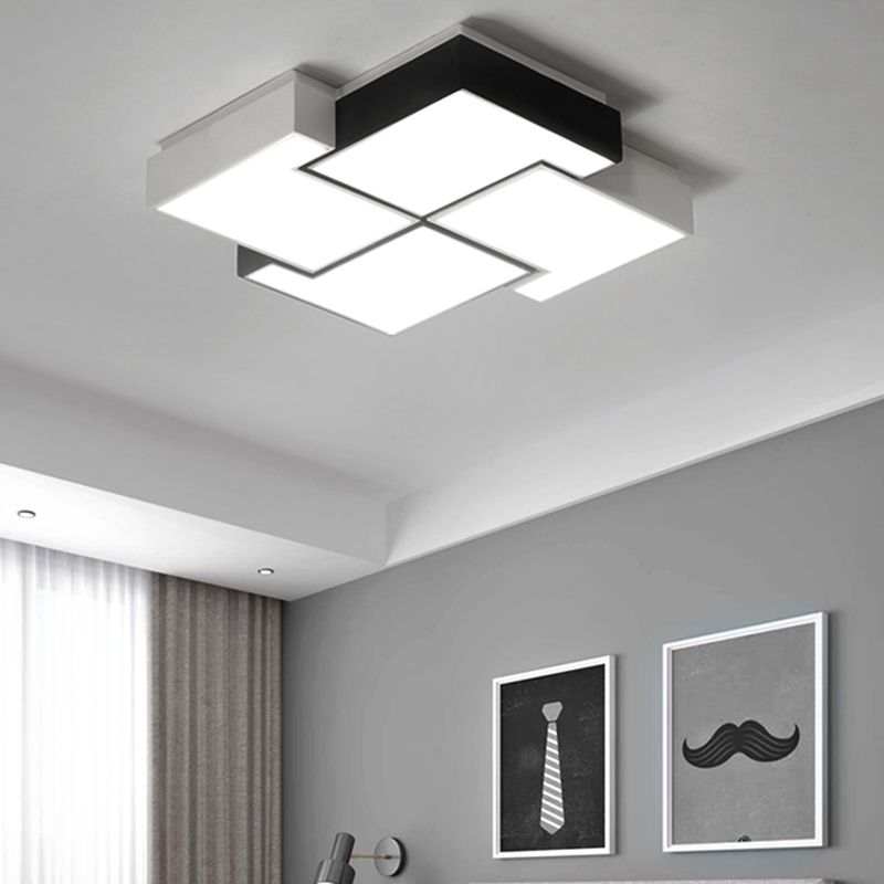 Pinwheel LED Flush Mount Fixture Nordic Metal Black and White Ceiling Lighting for Bedroom