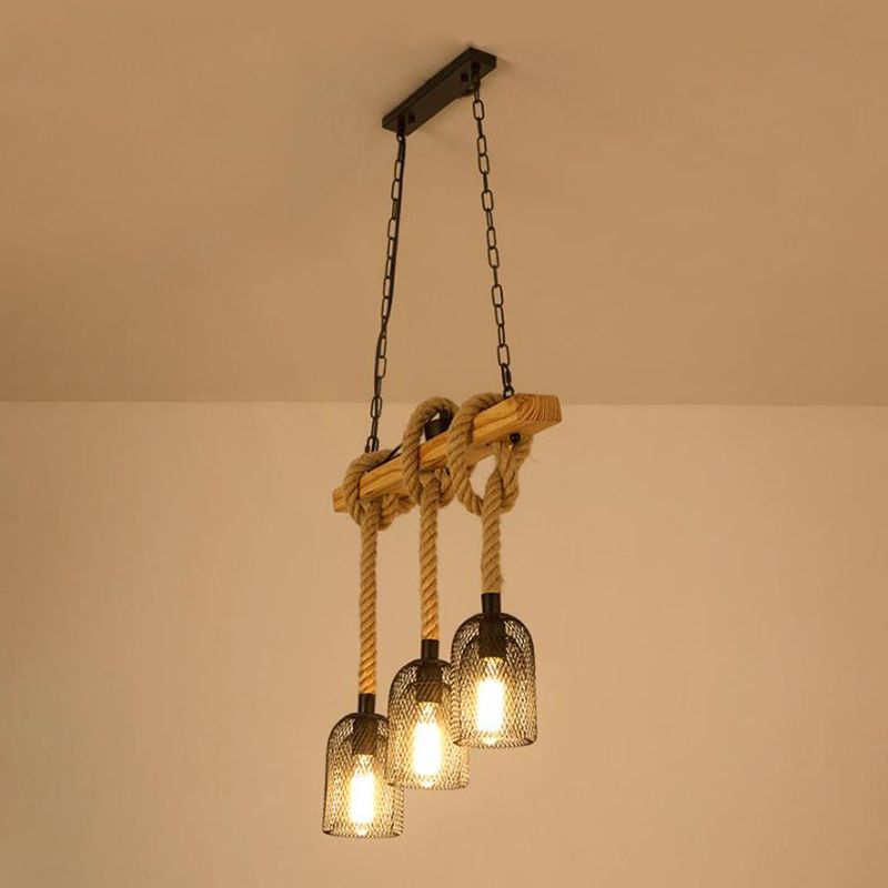 Industrial Wooden Island Light Household Hanging Lighting Fixture