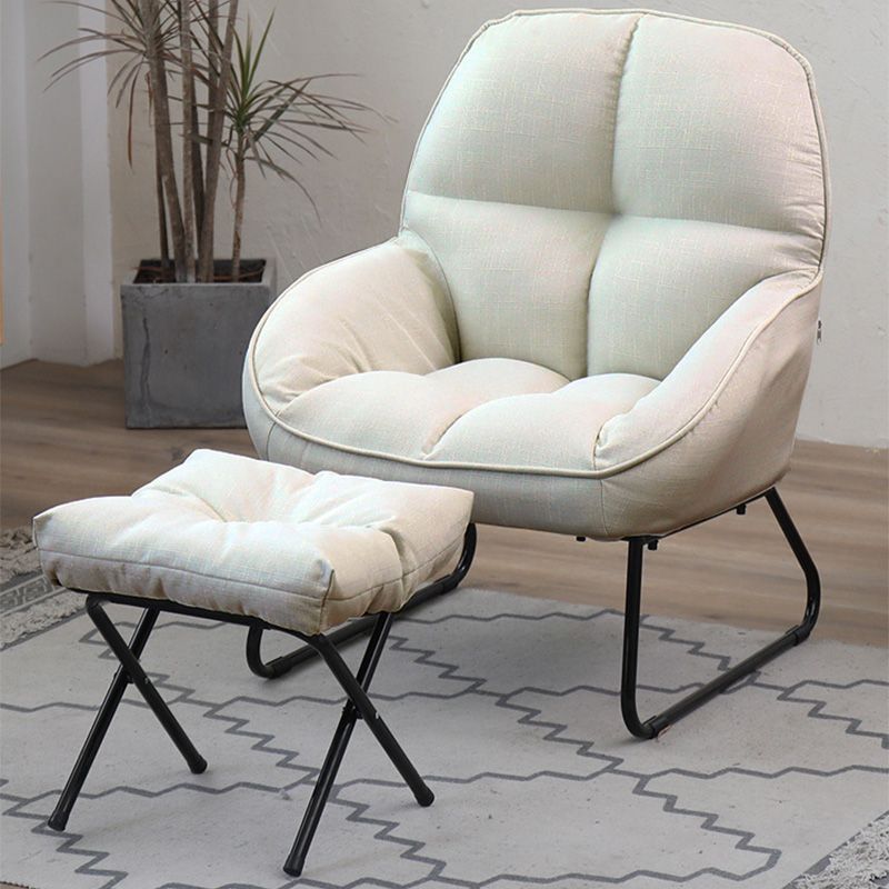 Linen 23.62"W Flared Arms Chair with Sled Based and Biscuit Back