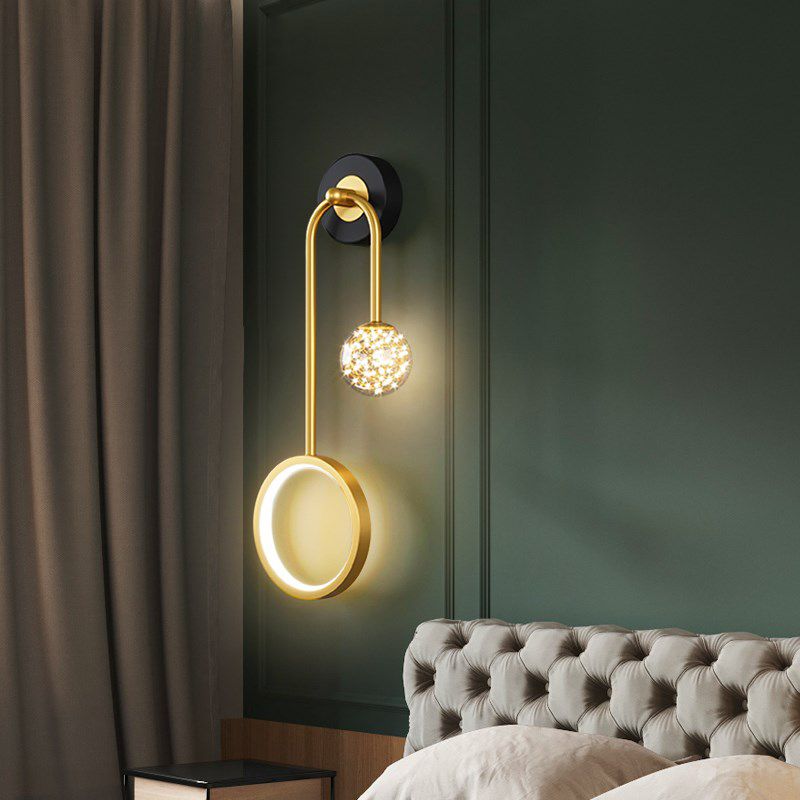 Glass Spherical Shape Wall Lights Modern Style 2 Light Wall Mount Fixture for Bedroom