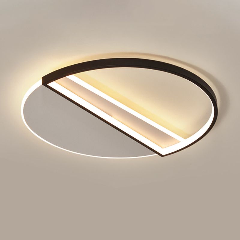 20,5" breite versetzte Halbkreis-Kreativschlafzimmerbeleuchtungskörper-Minimalismus-LED-Deckenleuchte im nordischen Stil in Schwarz