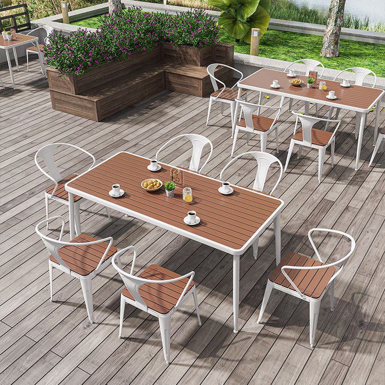 Outdoor Contemporary Coffee Table Metal Frame Rectangle Dining Table