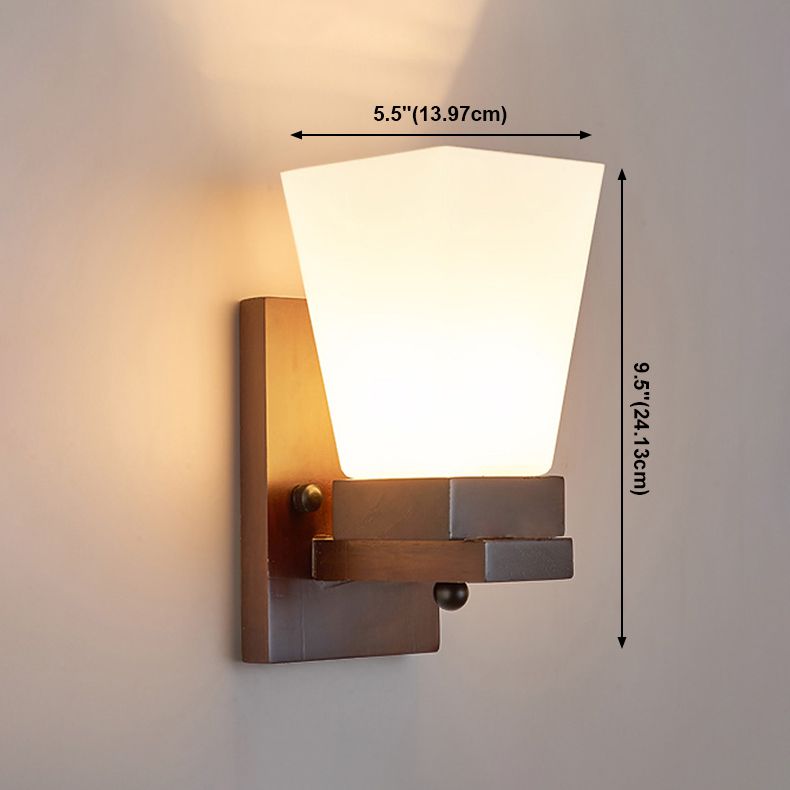 Sala de estar de madera apliques contemporáneos 1 cabeza de vidrio de vidrio luz montada en la pared