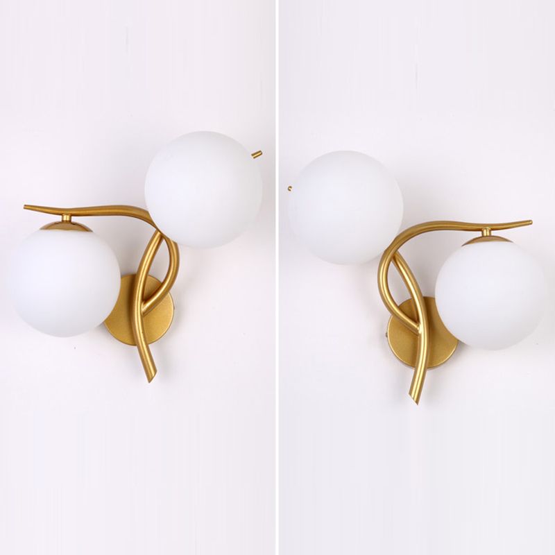 Modern Metal Wall Sconce Minimalist Glass Ball Shade Wall Light Fixture