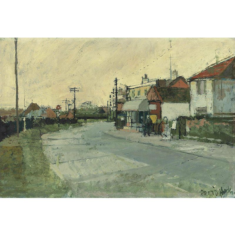 Tranquil Roadside Farmhouses Mural Wallpaper for Bedroom Scenery Painting Wall Art, Optional Size