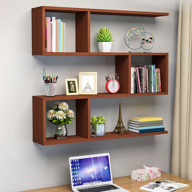 Contemporary Style Geometric Bookshelf, 3-shelf Engineered Wood Bookcase, 29.5" H