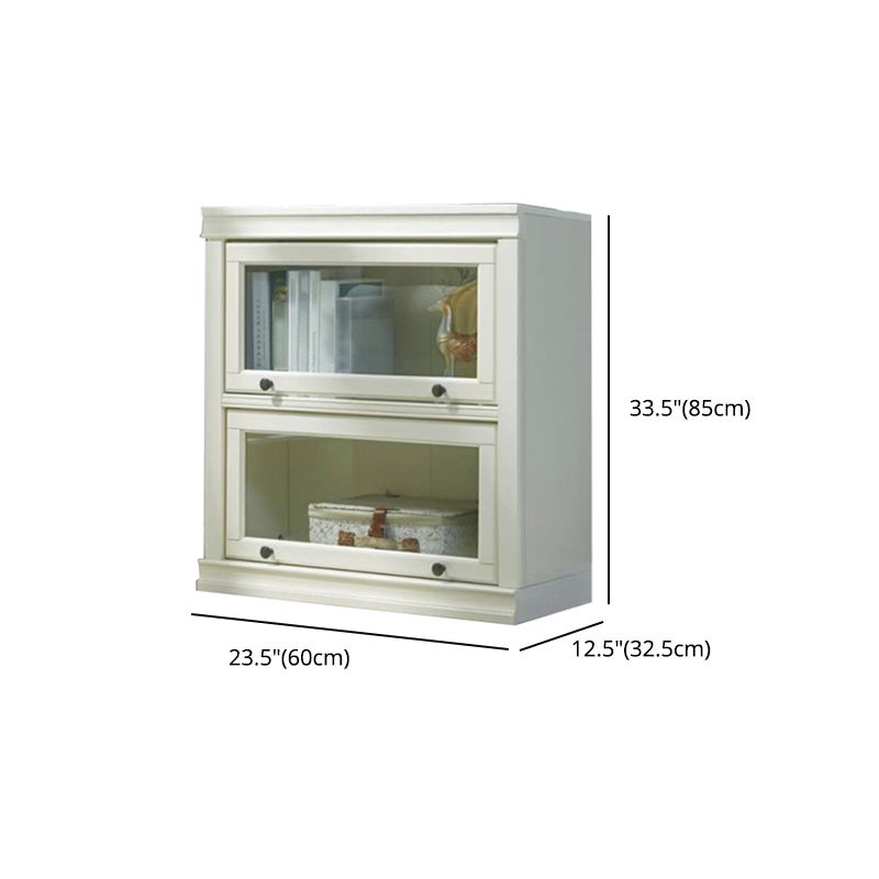 Contemporary Style Bookshelf with Door White Bookcase for Office and Study Room