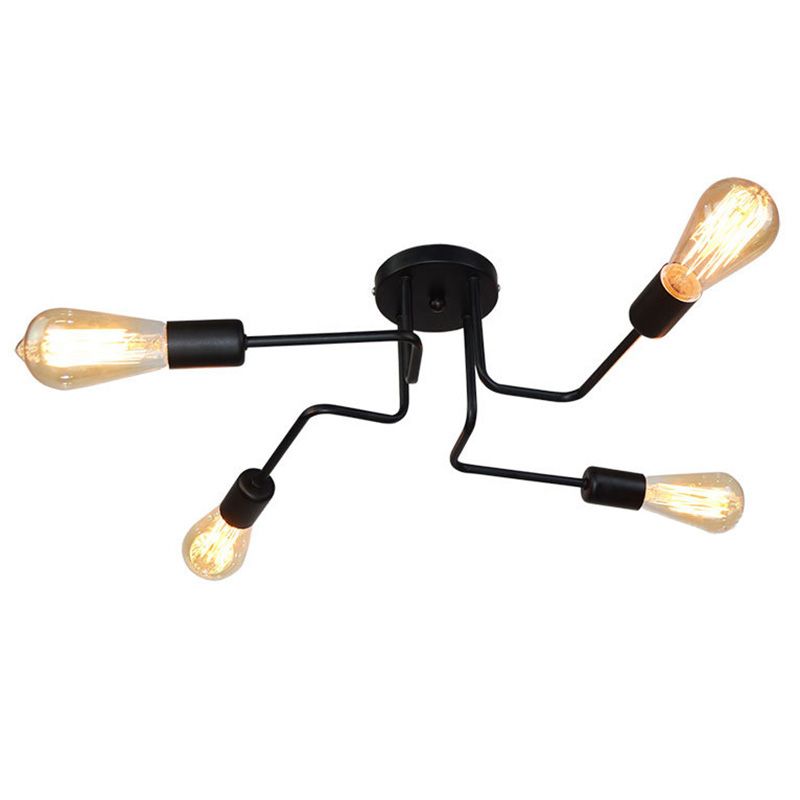 Antique Angled Tangle Semi Flush Ceiling Lights Metal Semi Flush Light Fixtures for Dining Room and Kitchen