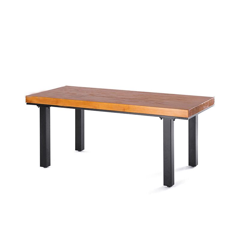 Rectangle Solid Wood Top Dining Table Industrial Iron Legs Dining Table