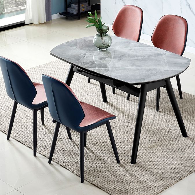 Moderner gesinterter Stein Esstisch 51.18 "runder Dropblatttisch mit schwarzem Rahmen