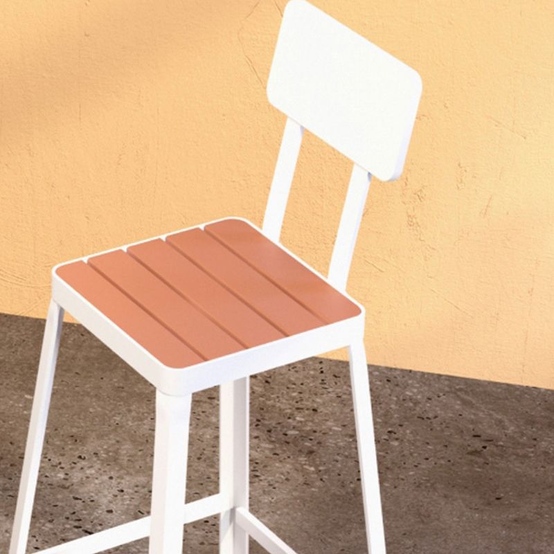 Iron Frame Bar Stool in Black and White Contemporary Low Back Armless Bar Stool