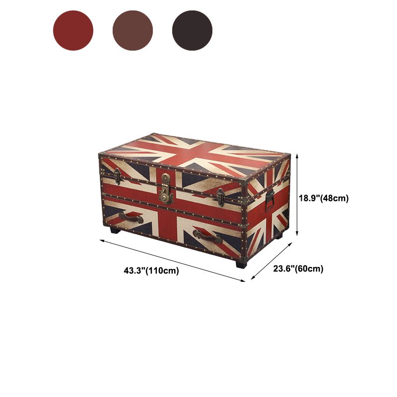 Scandinavian Trunk Storage Coffee Table Wooden Cocktail Table for Living Room