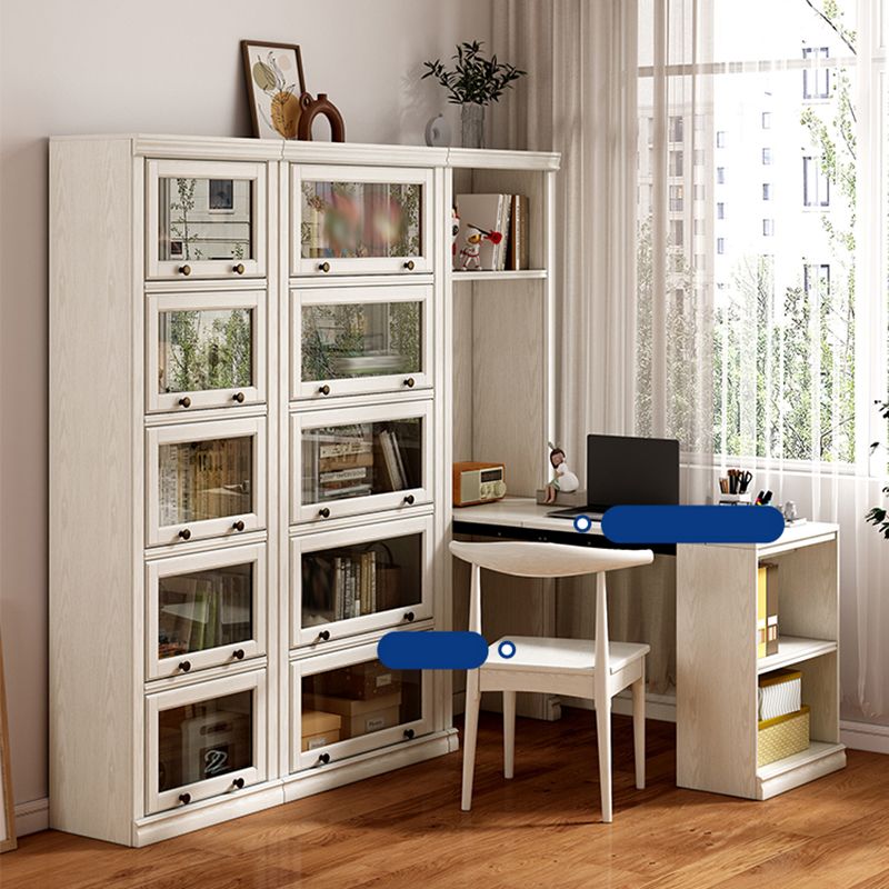 Modern Style Closed Back Bookshelf Standard Solid Wood Bookcase with Cabinets