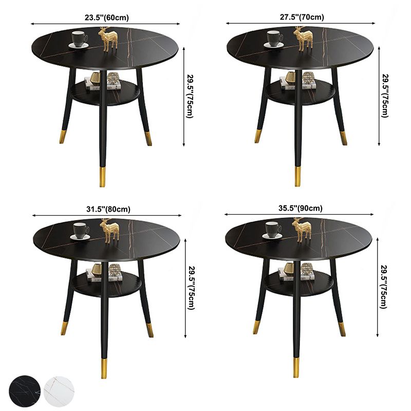 Traditioneller Luxusstil Sintered Stone Esstisch rund 3 Beine Tisch