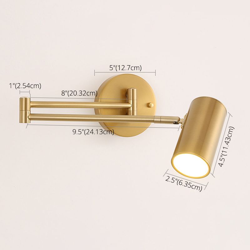 Post moderna estilo de pared de metal cilíndrica de estilo moderno con el brazo oscilante de la luz de la cama de la cama del brazo de la cabecera.