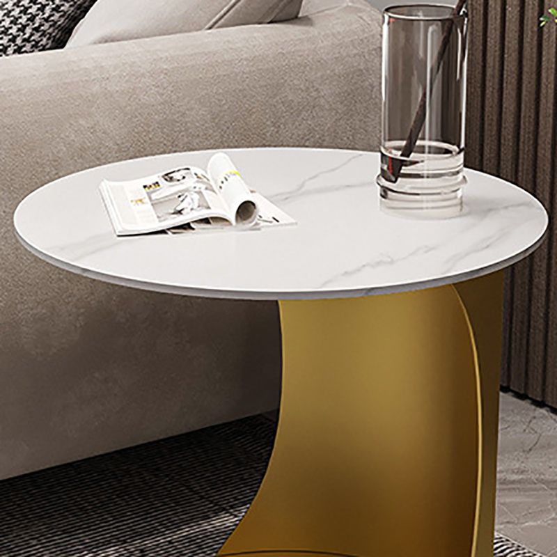 Contemporary Round Double Tier End Table Slate Top Side End Table