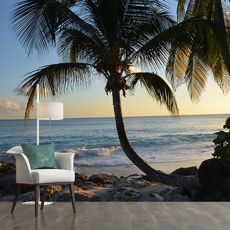 Beach Customized Palm Tree Mural Tropical Mildew Resistant Bedroom Wall Mural