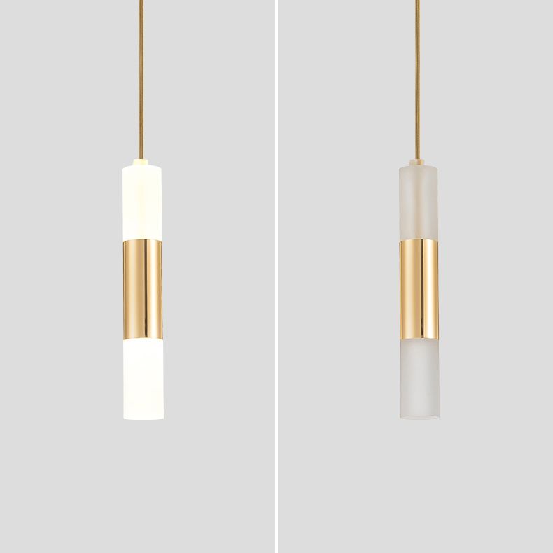 Forme de cylindre Metal Pendant Light Modern Style 1 Lumière Lumière Lumière en or