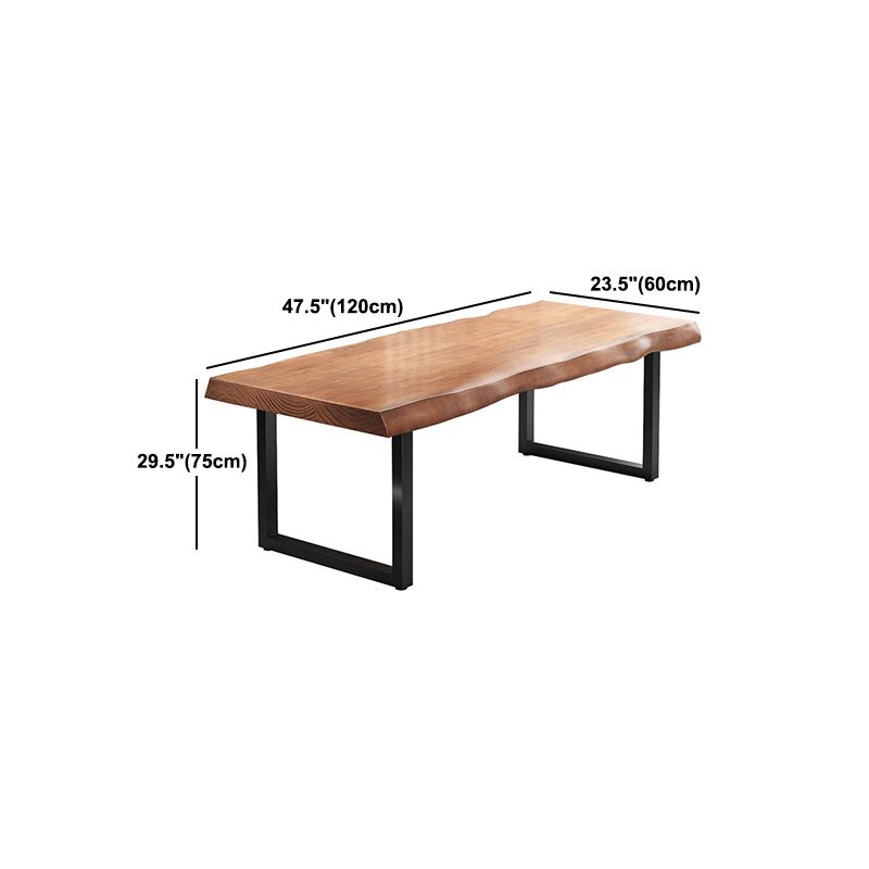 Pine Wood Top Dining Table Rectangle Table with Sled Base in Black