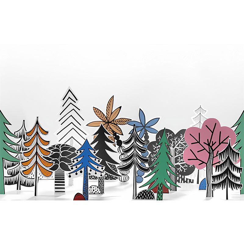 Colorful Forest Wall Mural Plant Childrens Art Waterproof Wall Covering for Kids Playroom