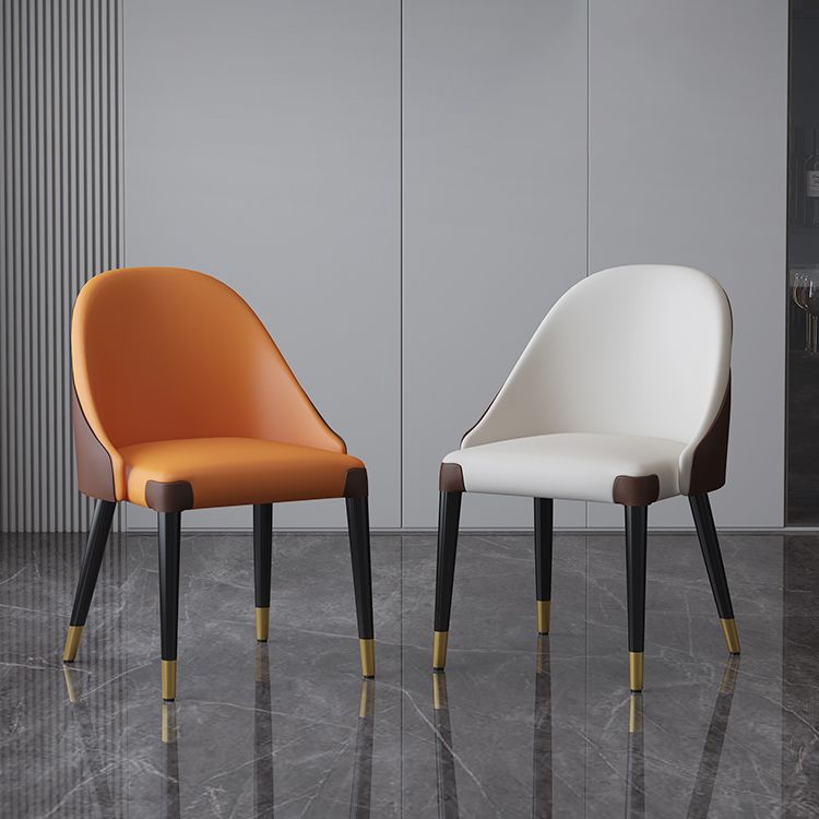 Sillas laterales de comedor con respaldo sólido sin brazos de diseño contemporáneo Sillas de comedor de cuero