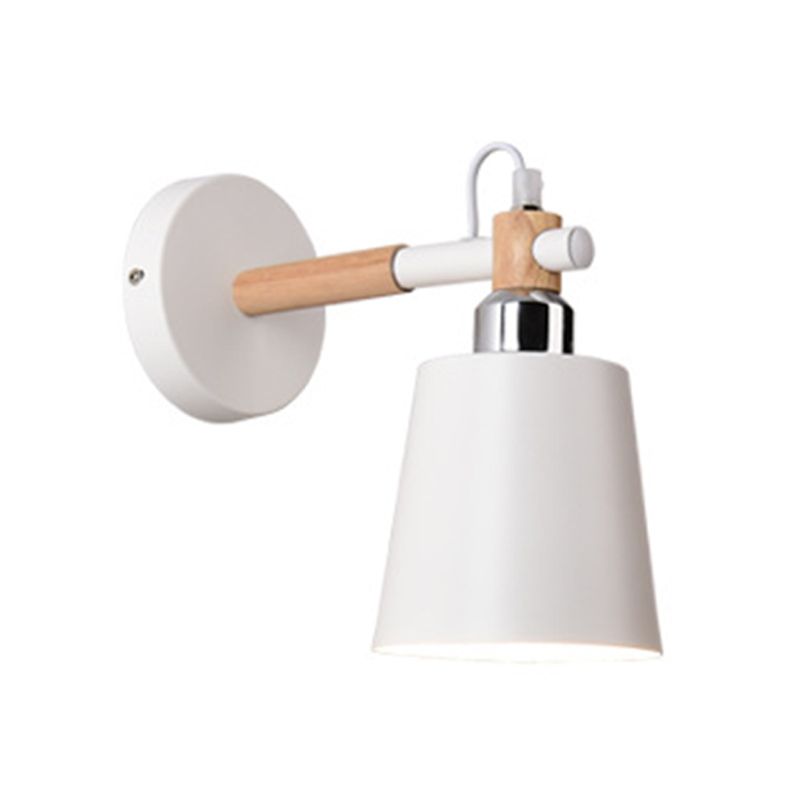 Nordic Wall Sconce Tapered Sconce Light with Metal and Wood for Bedroom