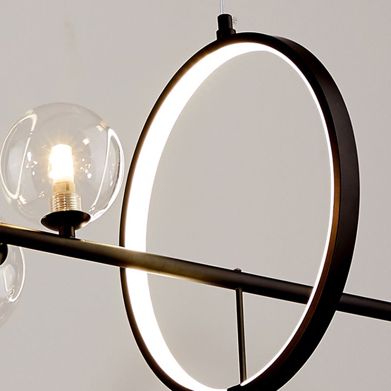 Ideas modernas de iluminación de la isla de vidrio transparente lámpara lineal lámpara de araña lineal para el comedor