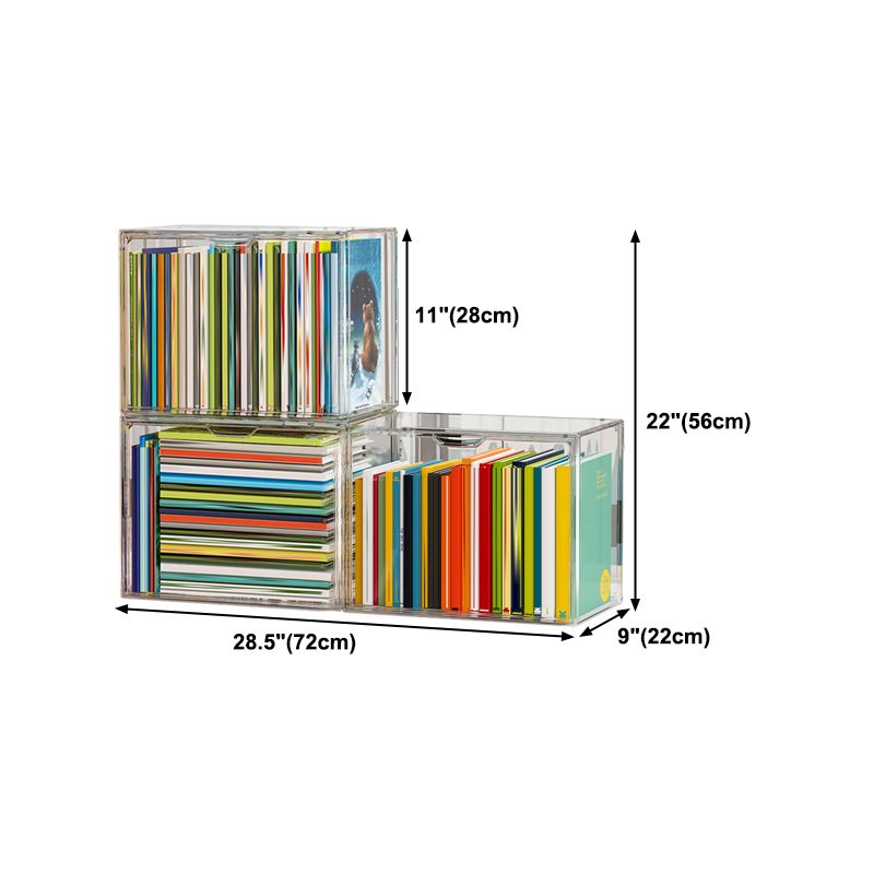 Modern Style Bookshelf Stackable Plastic Bookcase for Home Office