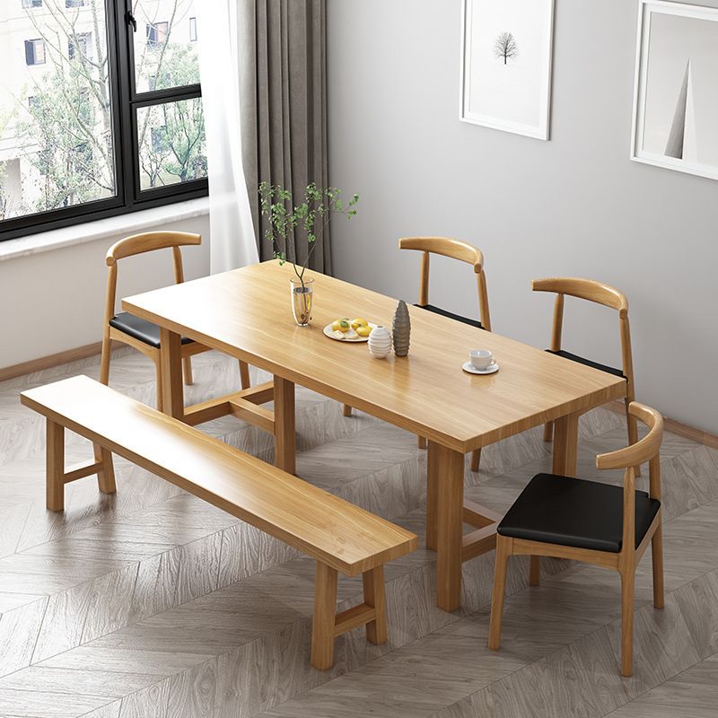 Modern 1/7 Pieces Dining Set Pine Wood Rectangle Dining Table for Dining Room