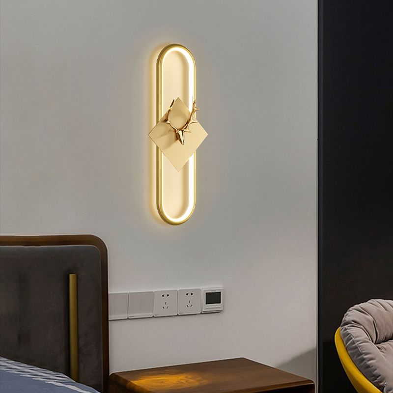 Oval Shape Metal Wall Light Modern Style 1 Light Wall Lighting Idea