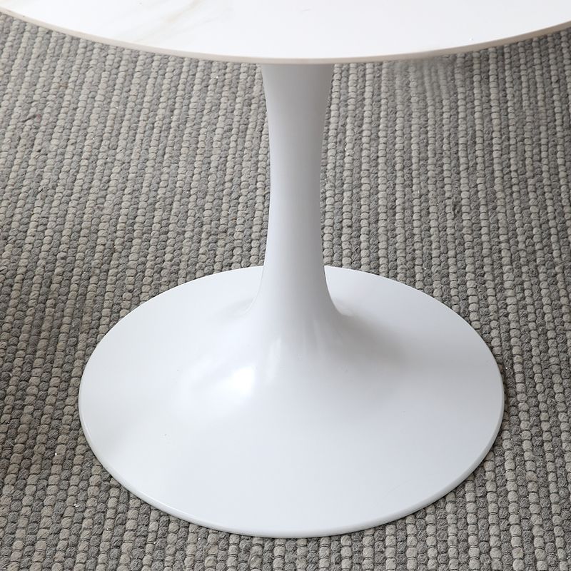 Round Shape Tulip Base Table Modern White Fixed Table with Sintered Stone
