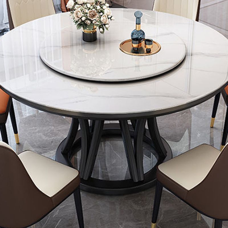 Modern Style Dining Table Round Dining Table with Turntable for Kitchen