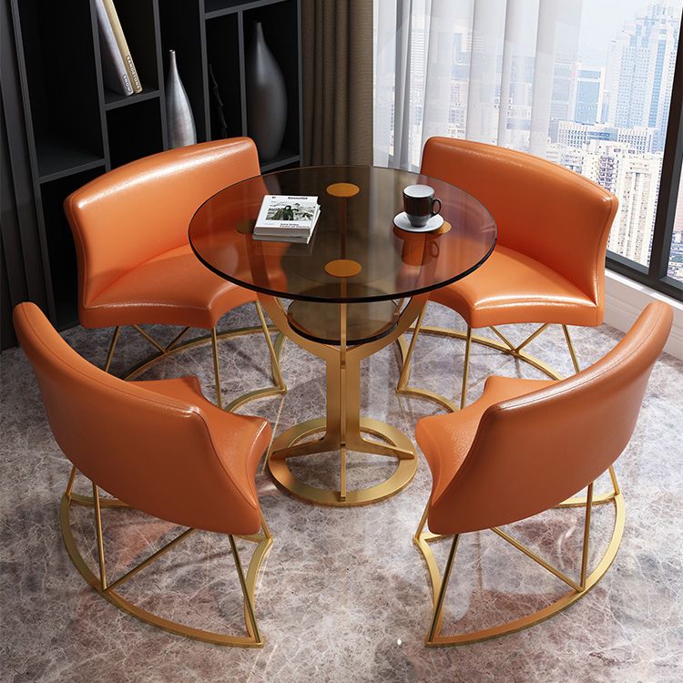 Modern Style Glass Dining Table Black Round Dinner Table with Pedestal Base