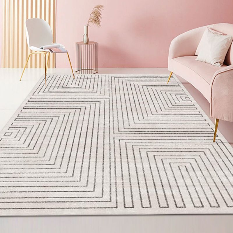 Brown Modern Rug Polyester Striped Indoor Rug Washable Rug for Drawing Room