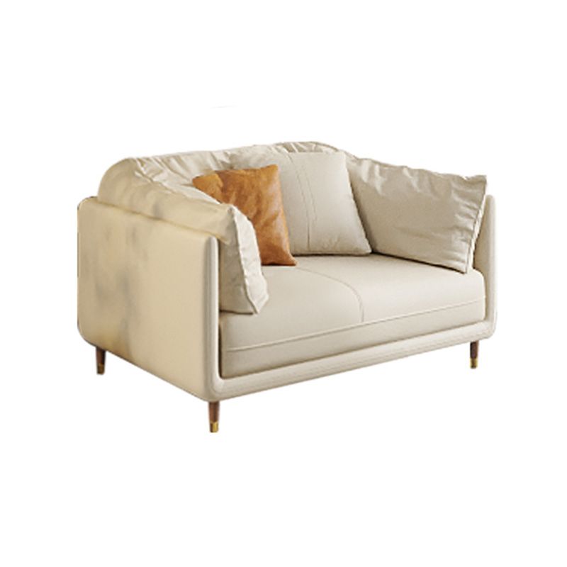 Stationary Genuine Leather Living Room Pillow Top Arm Modern Settee