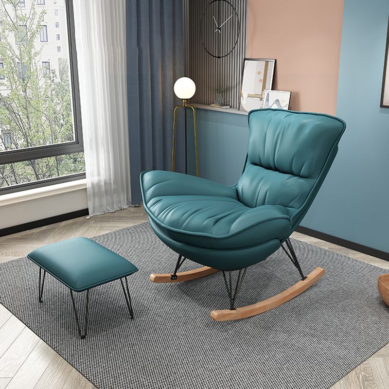 Contemporary Rocker Upholstered Tufted Cushions with Dark legs Glider