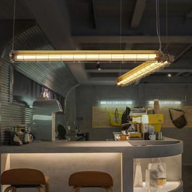 Industrial Style Hanging Lamp Iron Frame Island Light Fixture for Dining Table