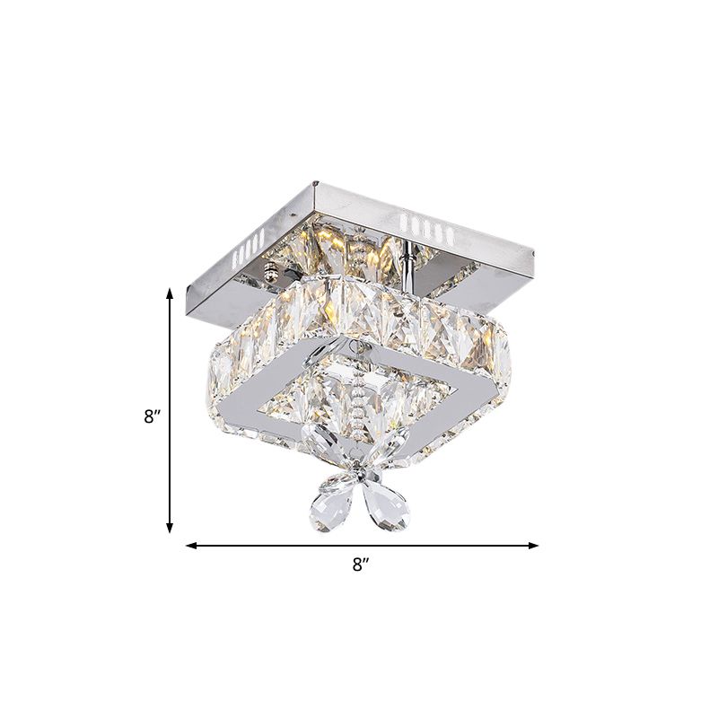 Monte mínimo de 8 "/12" de ancho Cúbico Semi Flush Crystal LED LEDE DE TECLO DEL TECHORTE EN CROME