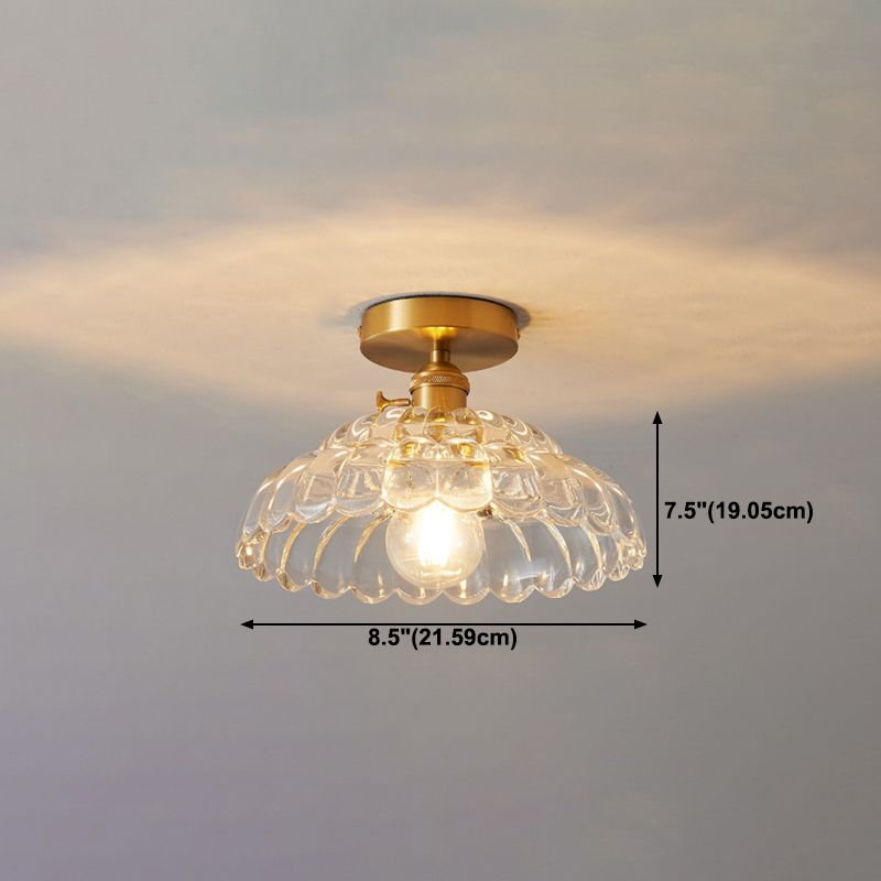 1 Bulb Glass Ceiling Light Bedroom Flush Mount Ceiling Lamp Fixture