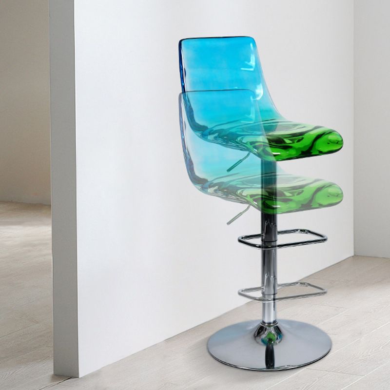 Low Back Armless Adjustable Height Swivel Bar Stool with Footrest