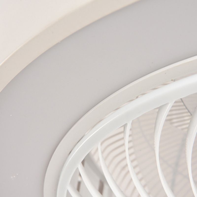 Lámpara de ventilador LED redondeo de macaron con cuchillas invisibles dormitorio de madera sólida semi flush luz