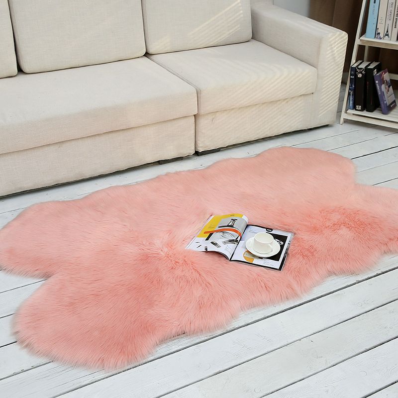 Shaggy Plain Rug Multi-Color Scandinavian Carpet Faux Fur Machine Washable Non-Slip Backing Pet Friendly Rug for Home