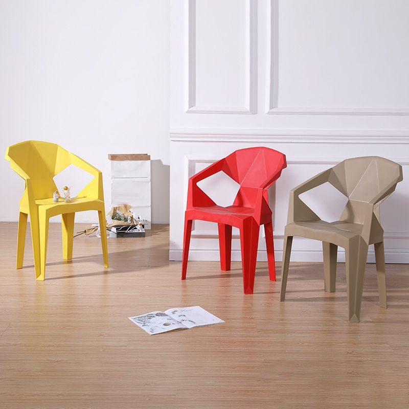 Scandinavian Plastic Dining Armchair Solid Back Side Chair for Home Use