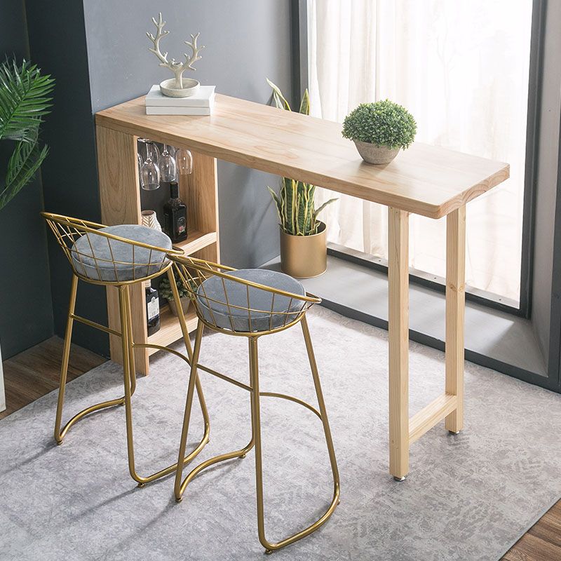 Modern Bar Table Set 1/3 Pieces Rectangle Pine Wood Counter Table for Milk Tea Shop